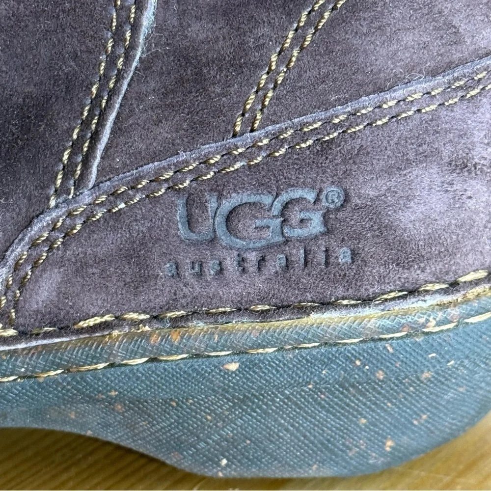 UGG Surfcat Brown Suede Leather Lace-up Boots Sheepskin Lining Women’s Size 8